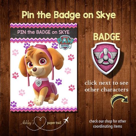 Paw Patrol Game Pin The Badge On Marshall By Ashleyspapertrail Skye