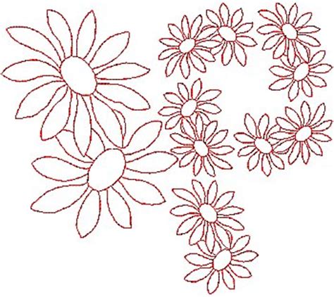 Advanced Embroidery Designs Daisy Redwork Set
