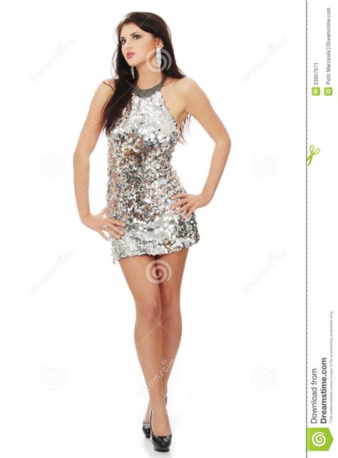 Beautiful Woman In Shiny Sexy Dress Stock Image Image