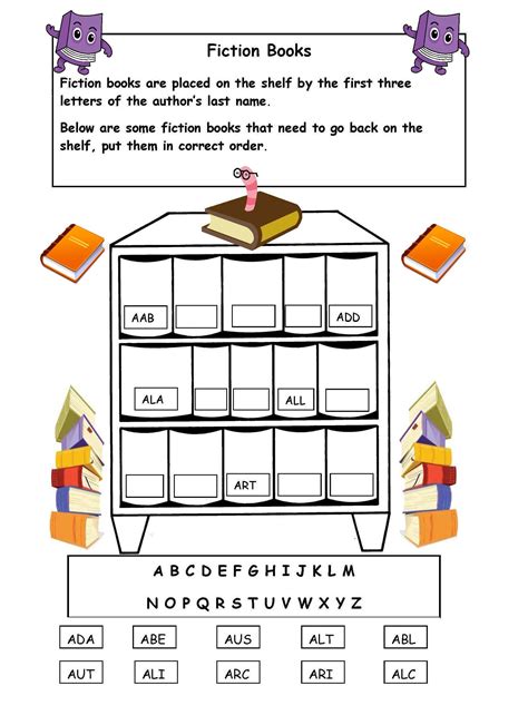 Abc Order Worksheets Kindergarten Library Skills Library Lessons