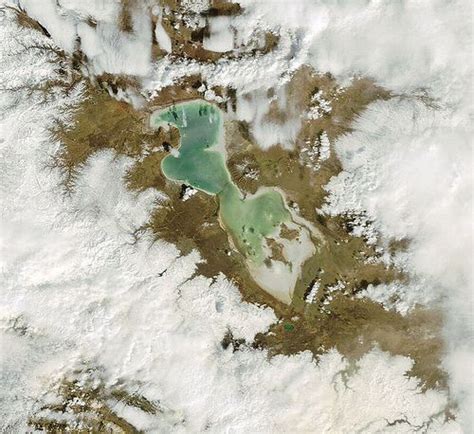 Reduction In Lake Urmia Area In Satellite Images March 2012