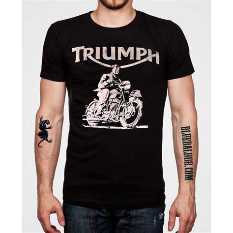 Retro Triumph Motorcycle T Shirt In Black By Oil Leak Camisetas