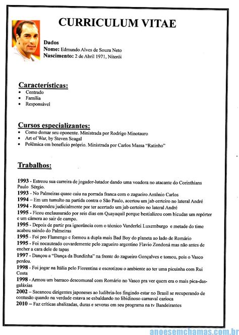 Curriculum Vitae Com Diversos Dados Exemplos De Curriculum