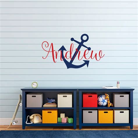 Personalized Anchor Name Decal Nautical Name Wall Decal Etsy