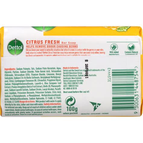 Dettol profresh refresh bar soap helps remove germs that can cause body odour, leaving you fresh and protected. Dettol Bar Soap Citrus Fresh 3*100g | Dettol AU