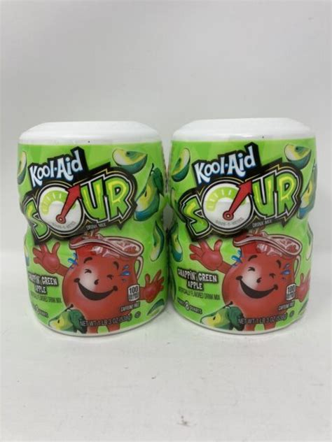 Kool Aid Sour Snappin Green Apple Lot 2 New Sealed 19 Oz Free Shipping