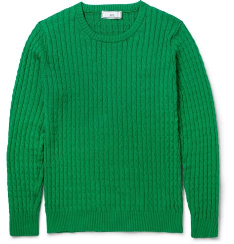 Lyst Ami Cable Knit Cotton Sweater In Green For Men