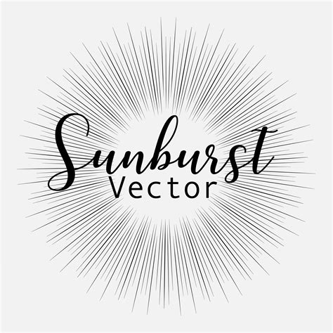 Sunburst Style Isolated On White Background Bursting Rays Vector