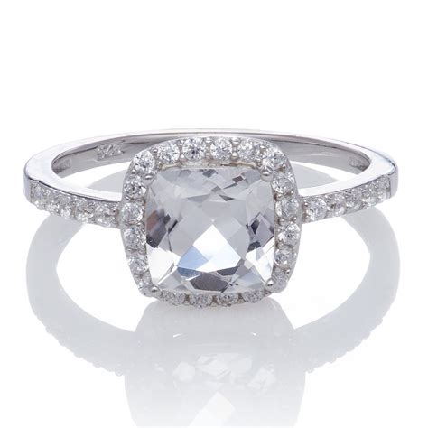 Lab Created White Sapphire Engagement Rings F
