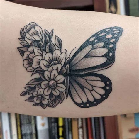 Half Butterfly Half Flower Drawing Best Tattoo Ideas