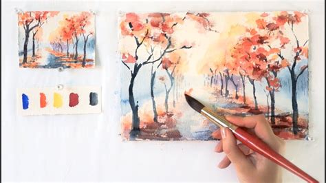 Autumn Alley Step By Step Watercolor Tutorial Part 1 Youtube