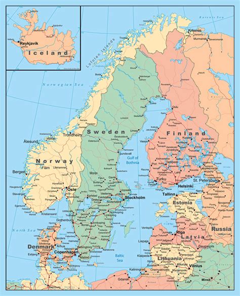 Maps Of Baltic And Scandinavia Detailed Political Relief Road And