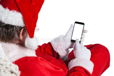 Santa Claus Using Mobile Phone Stock Photo Image Of Screen Adult