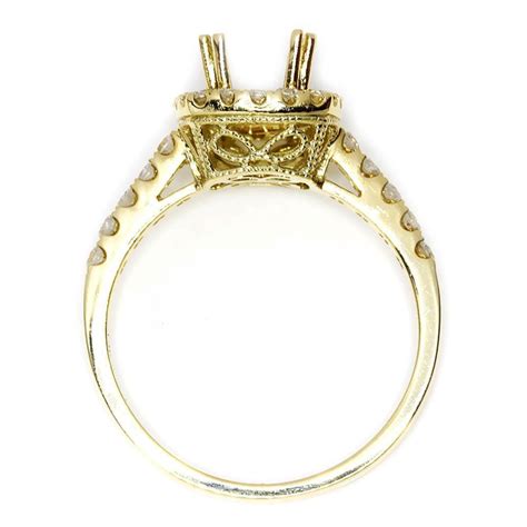 round diamond halo semi mount engagement ring setting 14k yellow gold once upon a diamond