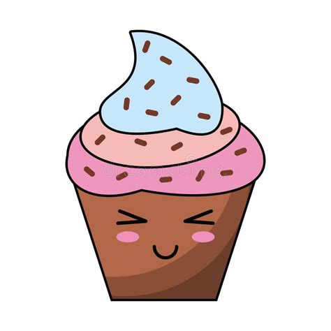 Cupcake Dessert Kawaii Cartoon Stock Vector Illustration Of Kawaii
