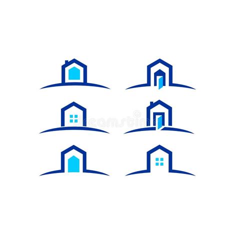 House Home Real Estate Logo Blue Architecture Symbol Rise Building