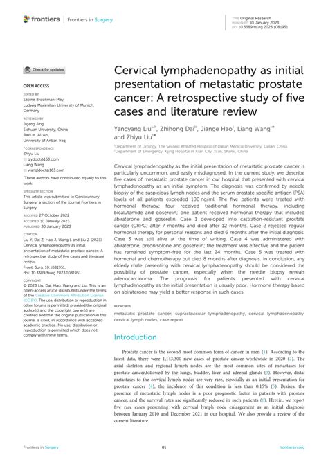 Pdf Cervical Lymphadenopathy As Initial Presentation Of Metastatic