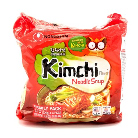 Nongshim Kimchi Noodle Soup Ramen 4 Pack 1693 Oz 480 G Well