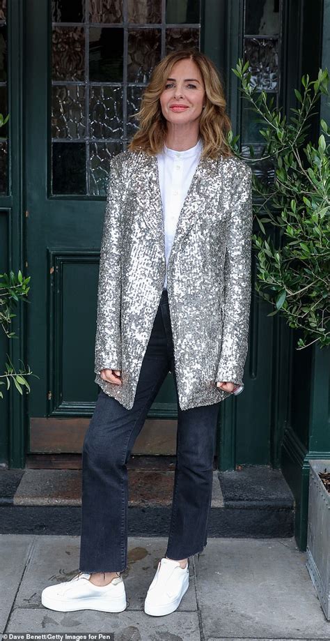 Trinny Woodall Dazzles In A Longline Sequinned Blazer And Jeans As She Steps Out To A Fashion