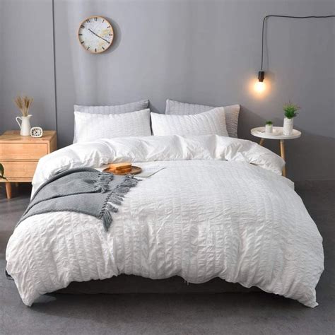 Amazonsmile Mandmeagle 3 Pieces White Duvet Cover Textured Set With