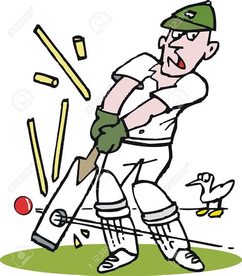 11118940 Vector Cartoon Of Cricketer Being Bowled Outstock Vector