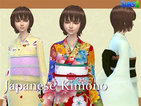 Japanese Kimono For Female In 4 Patterns Found In Tsr Category Sims 4