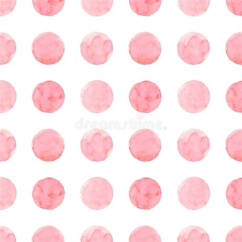 Watercolor Pink Polka Dot Seamless Pattern Stock Illustration