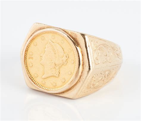 Lot 930 14k Gold And 1 Gold Coin Ring Case Auctions