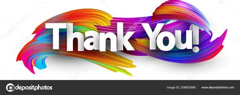 Thank You Poster Spectrum Brush Strokes White Background Colorful