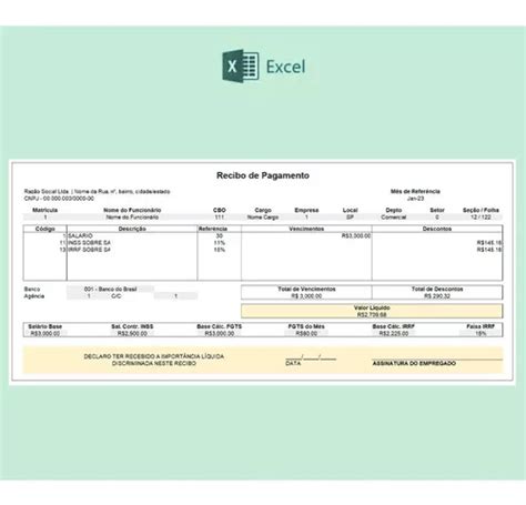 Modelo Holerite Contra Cheque Edit Vel No Excel Venda Em