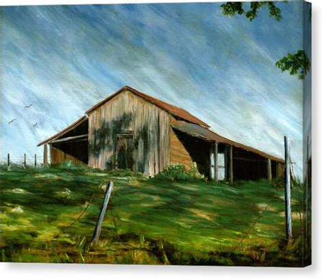 Old Barn Landscape Art Pleasant Hill Louisiana Painting By Lenora De Lude