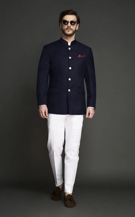 Navy Blue Jodhpuri Suit Hangrr
