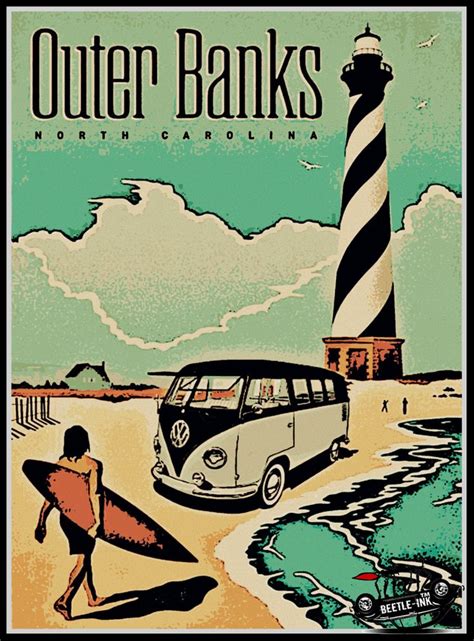 Outer Banks Mini Art Print By Beetle Ink Without Stand 3 X 4