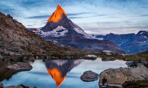 Matterhorn Linking Italy And Switzerland Glows Like A