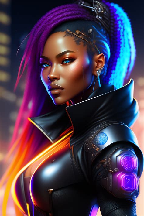 Lexica Right Facing Portrait Of A Cyberpunk Black Cyborg Ninja