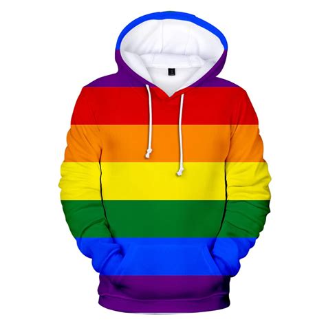 Lgbt Rainbow Flag Hoodies Sweatshirt Lesbian Gay Pride Colorful Rainbow Clothes Gay Home Decor