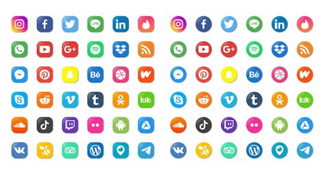 Premium Vector Social Media Icons Set Isolated