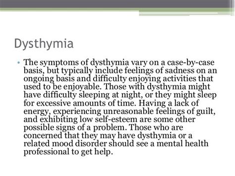 The Symptoms Of Dysthymia