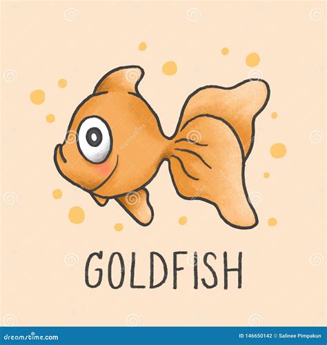 Set Cute Goldfish Cartoon Sticker Vector Illustration Isolated On