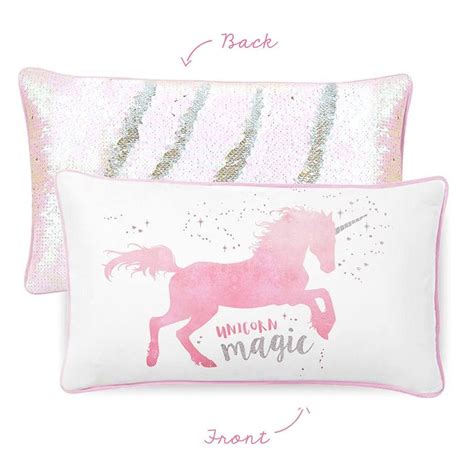 Magical Unicorn Pillow W Reversible Iridescent And Silver Sequins