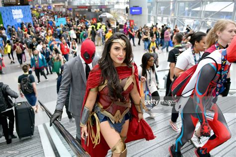 A Cosplayer Dressed As Wonder Woman Attends The New York Comic Con At