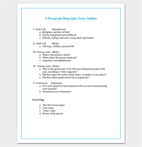 Autobiography Outline Template Format And Samples