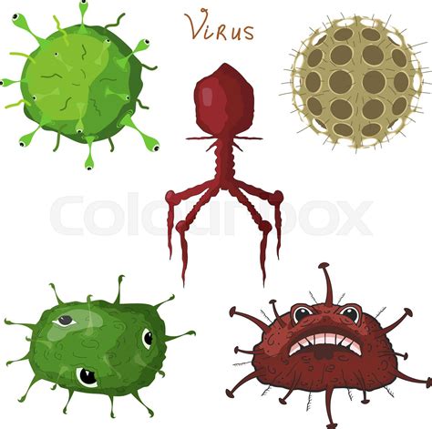 Vector Illustration Set Of Abstract Bacteria And Viruses Cartoon Style