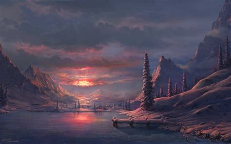 Booking.com has been visited by 1m+ users in the past month art, Paintings, Nature, Landscapes, Winter, Snow, Sky ...
