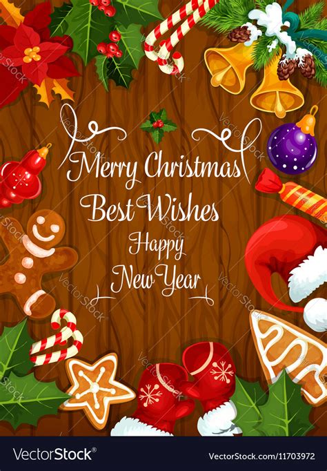 Send christmas cards, merry christmas wishes, quotes, images and ecards to spread lots of christmas cheer. Merry Christmas New Year wishes greeting card Vector Image