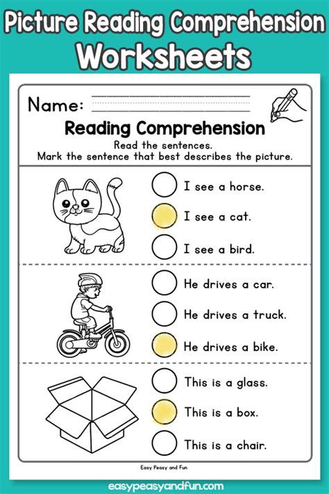 Picture Reading Comprehension Worksheets For Kindergarten Easy Peasy
