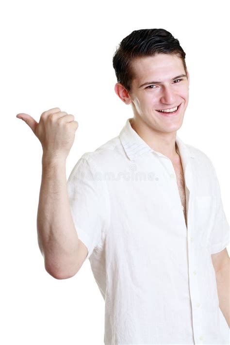 Young Man Pointing Stock Image Image Of Handsome Friendly 32381751