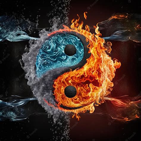 Yin Y Yang Hechos De Fuego Y Agua Símbolo De Armonía Foto Premium