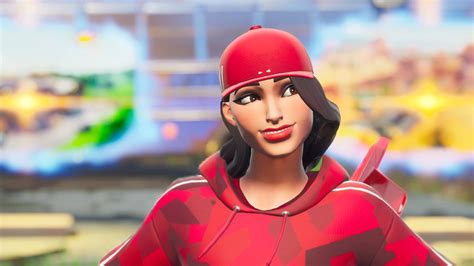 Download Happy Ruby Fortnite In Red Outfits Wallpaper