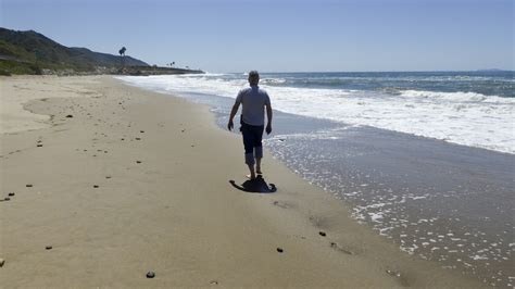 Man Walking Along Beach Free Stock Photo Public Domain Pictures
